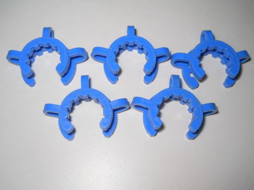 Lot of (5) Keck No. 19 Blue Polyacetal Clamp Clips, 19/26 Conical Joint