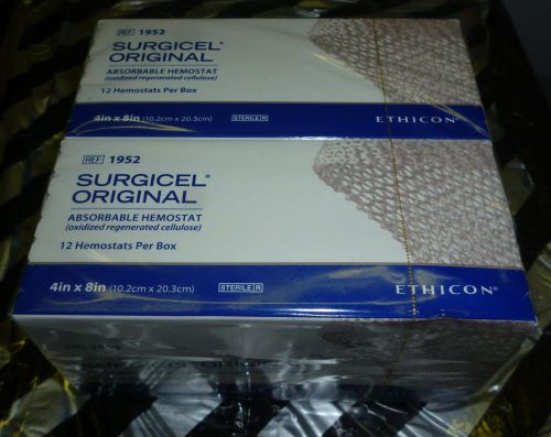 Ethicon Surgicel Absorbable Hemostat 4&#034; X 8&#034; REF 1952, 24 IN 2 BOXES