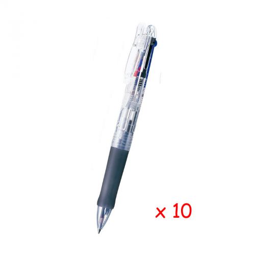 Zebra B4A3 Clip-on G 4C 0.7mm 4-Color Ballpoint Pen (10pcs) - Transparent