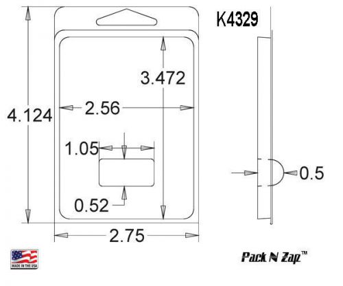 K4329: 975 - 4&#034;H x 3&#034;W x 0.5&#034;D Clamshell Packaging Clear Plastic Blister Pack
