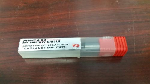 NEW 8.3MM CARBIDE DREAM DRILL WITH COOLANT HOLES DH408083 5XD TiAIN