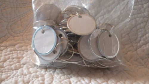 Key tags white with metal rim &amp; ring white 50 pieces