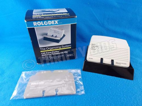 Rolodex S-300 Petite Address Telephone File Black 125 - 2 1/4x4 Cards A-Z File