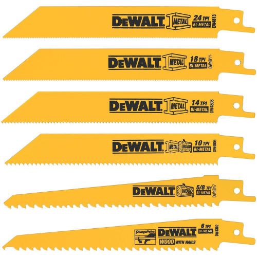 DEWALT 6 Piece Reciprocating Saw Blades Wood Metal Work Cutting Home Model Tools