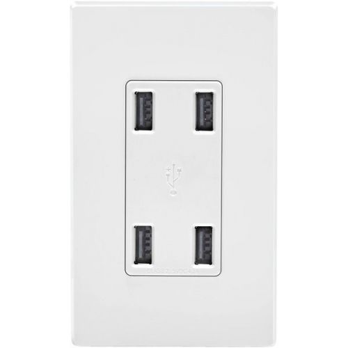 Leviton USB4P-W 4-Port 4.2-Amp USB Charger Wall Plate - White