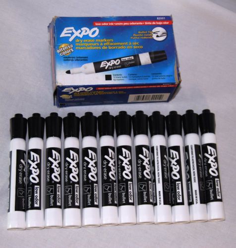 12-Pack Expo Dry Erase Markers - Bullet Tip - Black - Low Odor Ink - 82001