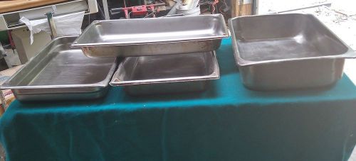 4 Stainless Full Size Steam Table Pans 3 are 2 1/2&#034; and 1 is 4&#034; Deep