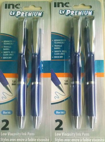 Inc LV Premium pens - Blue Ink - 1.0mm - 2 packs of 2 pens. New!