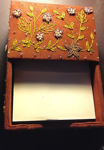 BATIFUL DECORATIVE HANDCRAFTED DESK PAD HOLDER BY PURVA NEW 8X6X2 INCHES NEW