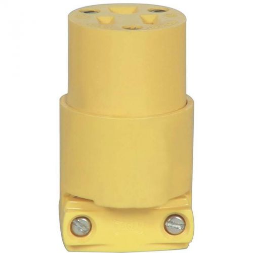 Straight Blade Electrical Connector, 125 VAC, 15 A, 2 Pole, 3 Wire, Yellow
