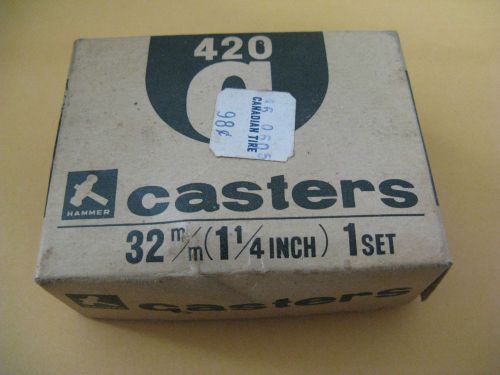 Vintage Hammer Brand Caster Set  32 mm 1 1/4 inches Old Store Stock