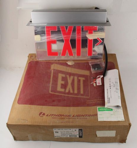 Lithonia lighting edge-lit emergency exit sign lrp-2-rmr-da-120/277-pnl nib for sale
