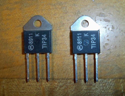 Lot of 2 new TIP34 transistors: Motorola, PNP SILICON POWER, TO-218 PACKAGE