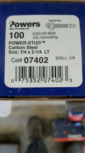 Power-Stud Carbon Steel 1/4 x 2 1/4 #07402 Qty 100