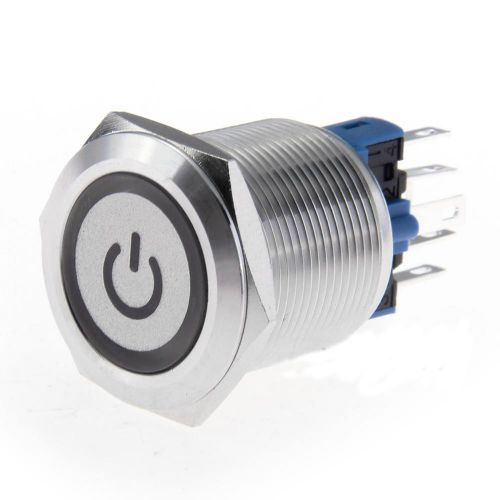 Durable Silver 22Mm 12V Led Stainless Steel Push Button Switch Self-Locking