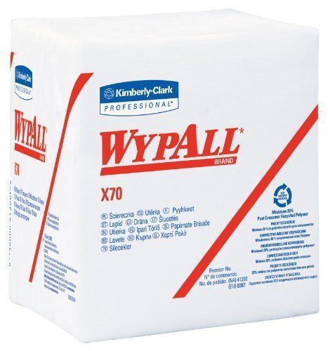 Kimberly-Clark 41200 Wypall X70 Wipers, 1/4-fold, 12 1/2 X 14 2/5, White,