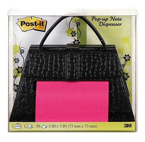 Post-it Pop-up Notes Dispenser for 3 x 3-Inch Notes, Black Purse, Includes Green