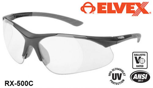 Elvex rx-500c-0.5  clear full lens ballistic rated magnifier safety glasses for sale