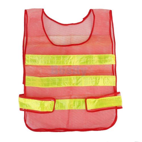 High visibility hi vis mesh safety vest waistcoat with reflective strips red for sale