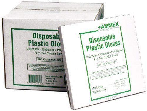 Ammex PGLOVE Food Service Poly Glove  Latex Free  Disposable  Powder Free  Mediu