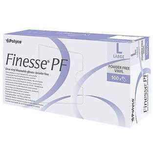 Box 100 polyco finesse pf strong vinyl chemical resistant disposable gloves for sale