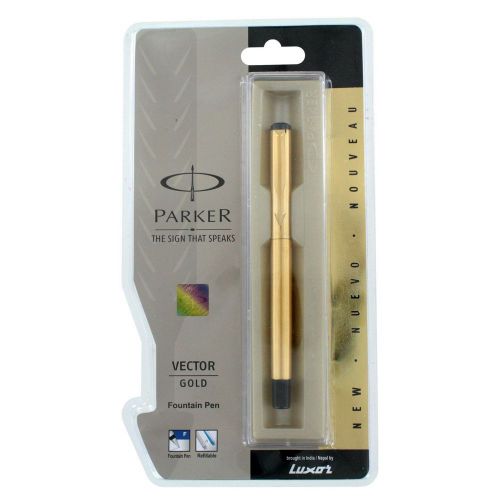 Parker Vector Gold Plated Gold Trim Fountain Pen - Fine Nib