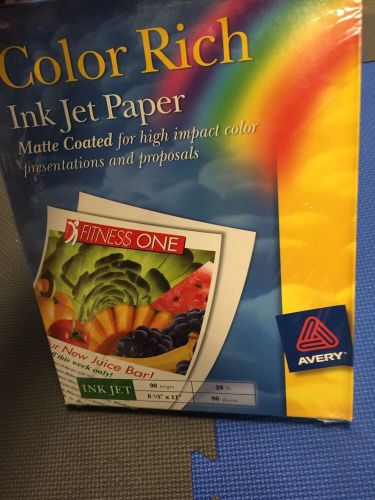 Avery Color Rich/Matte Coated Inkjet Paper 98 Bright 28LB 80Sheets.  NIP!