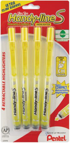 Pentel Handy-Lines Highlighters Chisel Tip 4/Pkg-Yellow 072512229767