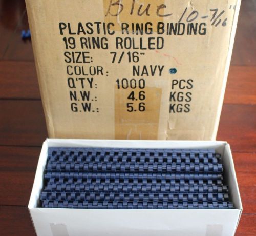 NIB 1000 Navy Blue Plastic Comb Binding Spines 7/16&#034; 19 Ring Combs Spine