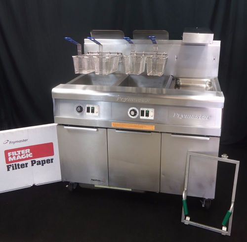 Frymaster gas 2 well 50 lb commercial fryer w/ filter 244,000 btus - excellent! for sale