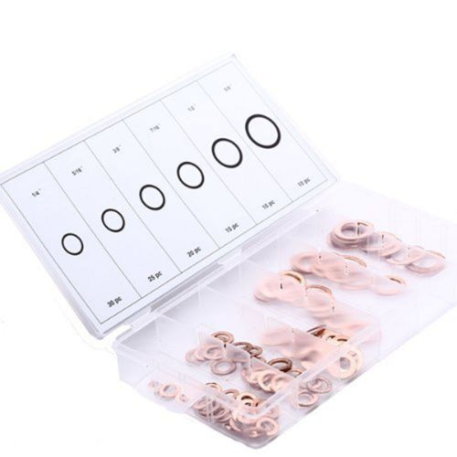 110Pcs X Copper Washer Seals Ring Assortment + Case For Car