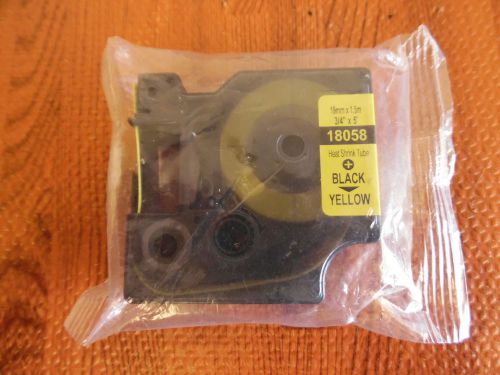 DYMO RHINO 18058 Heat Shrink Tubing - 19mm x 1.5m - Black on Yellow Tape NEW/OLD