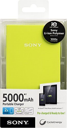 New sony cpv5 rechargeable battery 5000mah portable charger lime green for sale