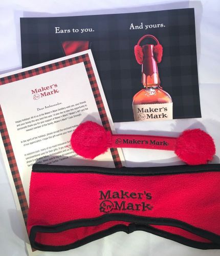 Maker&#039;s mark ambassador fleece ear muffs holiday bottle ear muff makers for sale