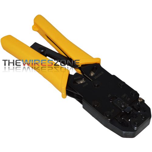 490160 modular plug crimper/stripper ratcheting tool for networking &amp; telephone for sale