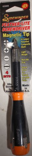 Sidewinder Electricians Feather-Lite Screwdriver, Magnetic Tip #63009 USA