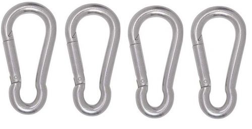 (4) Snap Hook 5mm Thick 2 1/2” Carabiner Outdoor Clip Metal Keychain Stainless