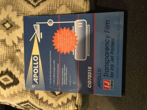 APOLLO Transparency Film For Ink Jet Printers CG7031S,50 sheets 8 1/2&#034; x 11&#034;,USA