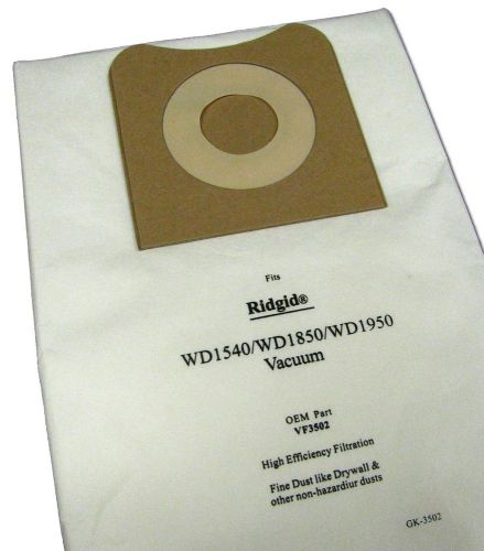 Green Klean Ridgid High Efficiency Dry Pickup Replacement Paper Filter Bag, W...