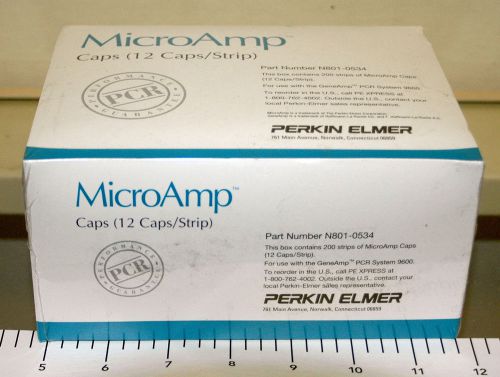 New box perkin elmer n801-0534 geneamp microamp cap strips 200 strips x 12 caps for sale