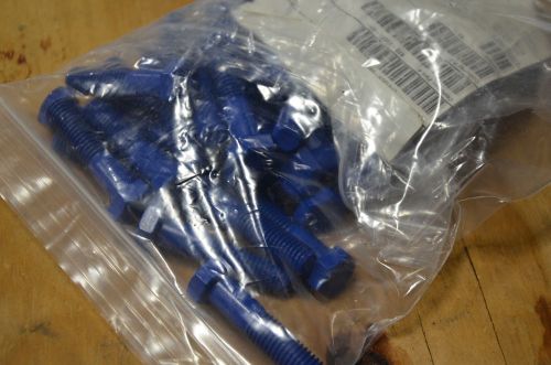 1/2-13 x 2 1/4 ptfe coated blue colored hex cap screw bolt lot of 10 for sale