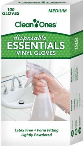 Clean Ones Essentials Disposable Vinyl Gloves, 100 Count, New NO Tax~
