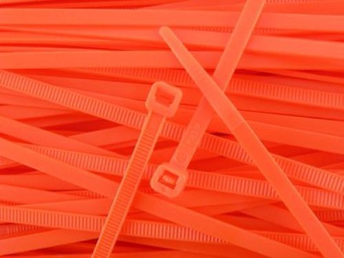SecureTM Cable Ties 8 Inch Fluorescent Orange Standard Nylon Zip Tie - 100 Pack