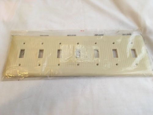 Sierra 7 Gang 7 Toggle Switch Wall Plate new NOS Vintage Cream Retro Light