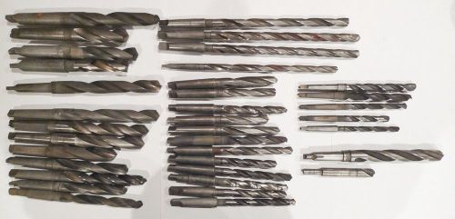 Lot of 36 taper shank hs twist drill bits - morse cle standard chicago latrobe for sale