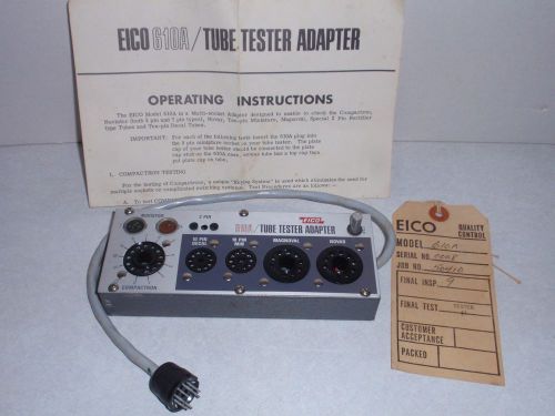 Eico 610A Vacuum Tube Tester Adapter for Eico 666 / 625 &amp; Specs