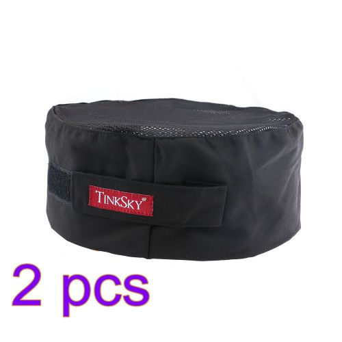 2 PCs TINKSKY  Mesh Top Skull Cap Professional Catering Chefs Hat  &amp; Strap