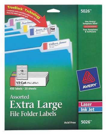 Laser/inkjet label, blue, green, purple, red, yellow ,avery, 5026 for sale