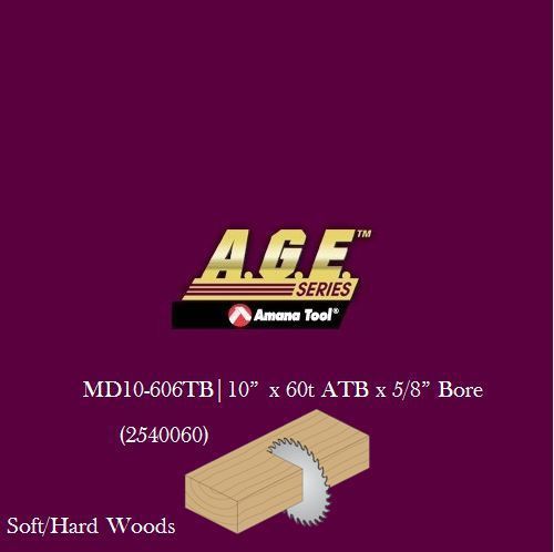 A.G.E. MD10-606TB (2540060) 10&#034; x 60T ATB x 5/8&#034; Bore - Soft/Hardwood Crosscut