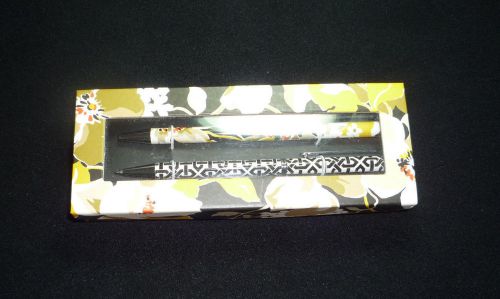 Vera Bradley Perfect Match Pen and Pencil Set DOGWOOD Black Mechanical NEW FREE